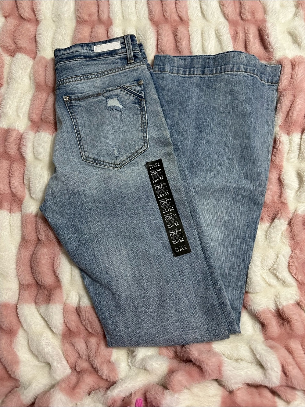 Buckle Light Wash Blue Flare Jeans - Picture 1 of 4